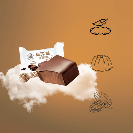 Pianki o smaku kakaowym w czekoladowej polewie Mleczna Chmurka 1kg