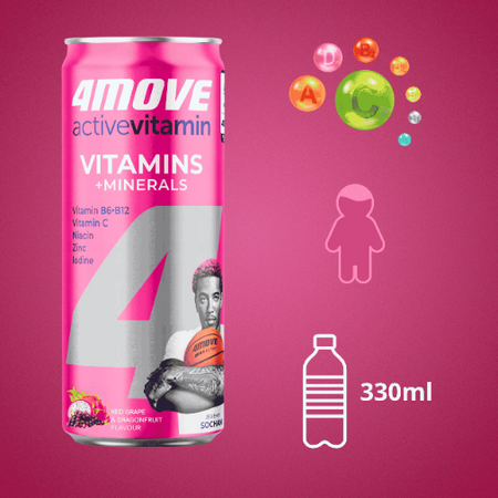 4Move Active vitamin winogrona dragonfruit - napój gazowany, witaminy 330ml