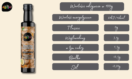 Sok z kurkumy z cytryną A to dobre! 100% naturalny NFC odporność 250ml