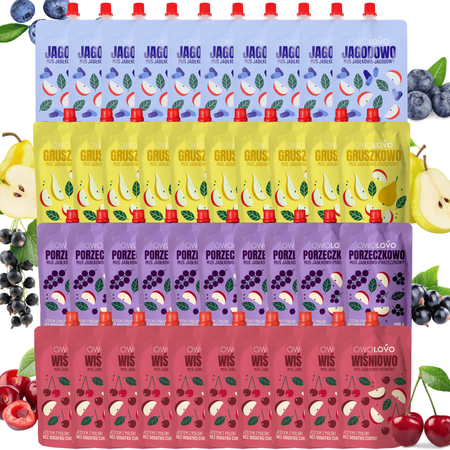OWOLOVO Mix Musów Premium porzeczka gruszka jagoda wiśnia 40x200g