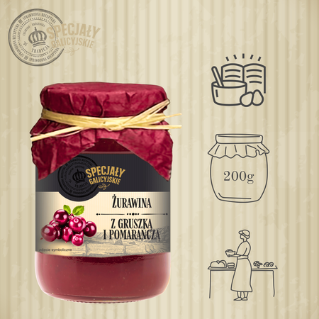 Konfitura Żurawina Gruszka Pomarańcza domowa Specjały Galicyjskie 200g