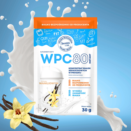 Koncentrat białka serwatkowego białko w saszetce wanilia WPC80 SPOMLEK 30g