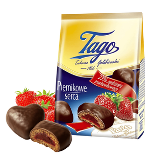 Pierniki Truskawkowe Serca piernikowe serca z nadzieniem Tago 160g