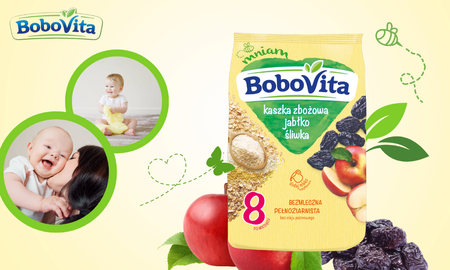 BoboVita Kaszka zbożowa bezmleczna jabłko śliwka dla dzieci po 8 m-cu 180g