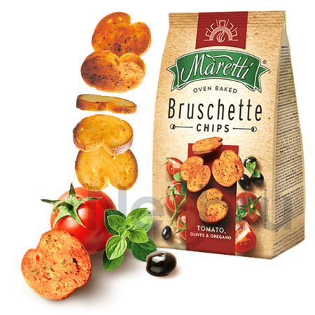 Bruschetta Pomidory z Oliwkami Chrupiące Grzanki Przekąska Maretti 70g