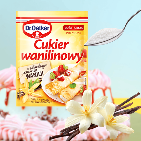 Dr Oetker Cukier Wanilinowy aromatyczny dodatek do ciast i deserów 16g