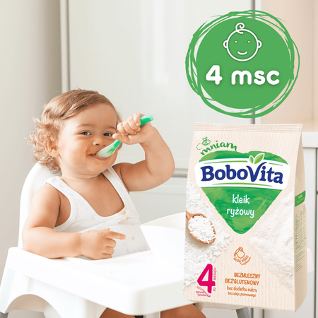 BoboVita Kleik ryżowy kaszka dla dzieci po 4 m. 160g bezglutenowy bez mleka