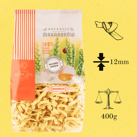Makaron tagliatelle wstążka 12mm ręcznie robiony naturalny skład 400g