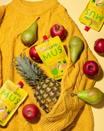 OWOLOVO Mus owocowy 3 smaki jabłko-gruszka-ananas 200g