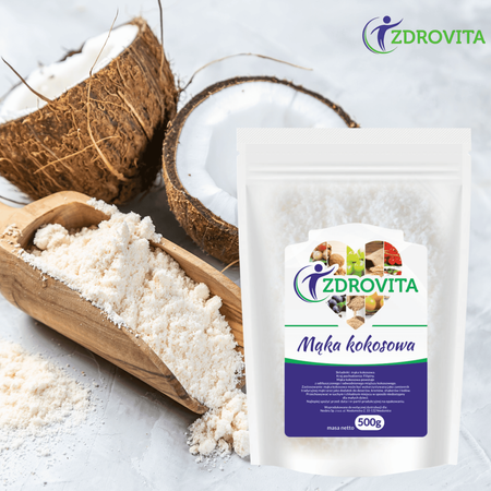 Mąka Kokosowa bezglutenowa naturalna do wypieków keto Zdrovita 500g