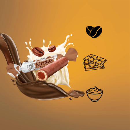 Rurki waflowe z kremem kawowo truflowym Rurrita Coffee Flying Cow 1kg