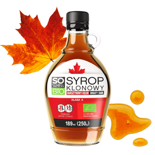 Syrop klonowy BIO SoWell klasa A bursztynowy Kanada 189ml