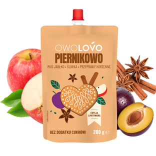 Owolovo Piernikowo mus jabłko śliwka korzenny świąteczny bez cukru 200g