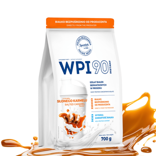 Izolat Białka Serwatkowego WPI90 Odżywka białkowa Słony Karmel 700g SPOMLEK