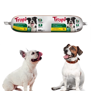 TROPI kiełbasa dla psa z drobiem mokra karma baton 900g