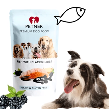 Mokra karma dla psa ryby z jeżynami saszetka Petner 500g