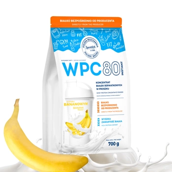 Odżywka białkowa WPC80 Koncentrat białka serwatkowego banan SPOMLEK 700g