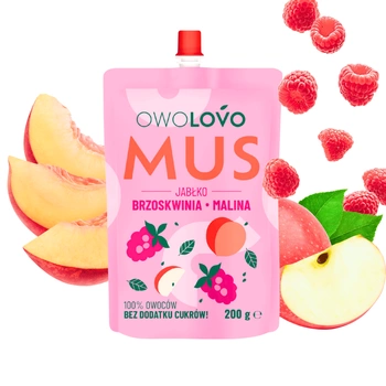 Mus owocowy OWOLOVO jabłko brzoskwinia malina 3 smaki 200g