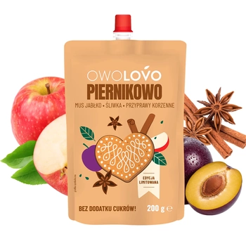 Owolovo Piernikowo mus jabłko śliwka korzenny świąteczny bez cukru 200g