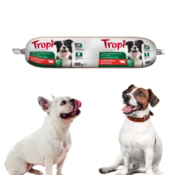 TROPI kiełbasa dla psa z wołowiną mokra karma baton 900g