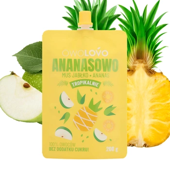 OWOLOVO Mus Tropikalny jabłko ananas 100% owoców 200g