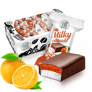 Cukierki Milky Clouds pomarańczowa pianki z galaretką i polewą kakaową 1kg