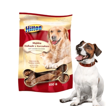 Przysmaki smakołyki dla psa miękkie kiełbaski z kurczakiem Hilton 100g