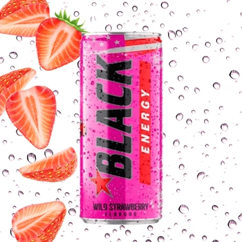 Black Wild Strawberry napój energetyczny gazowany energy drink puszka 250ml