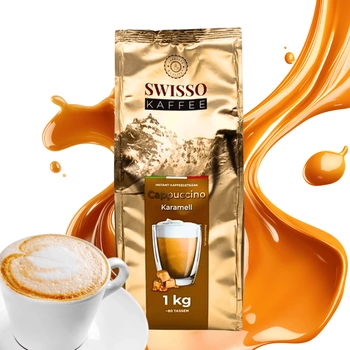 Kawa Cappuccino Caramel o smaku karmelowym Swisso Kaffe Wysoka Jakość 1kg