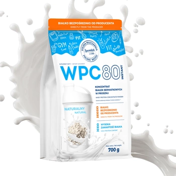 Koncentrat białka WPC80 Whey protein serwatka białka naturalny SPOMLEK 700g